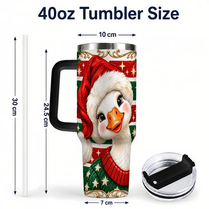 #pl[40oz|Black] Santa Hat Goose 40oz Tumbler with Handle, Christmas Portrait Design