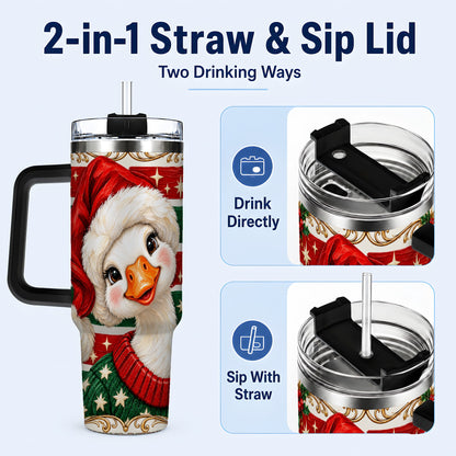 #pl[40oz|Black] Santa Hat Goose 40oz Tumbler with Handle, Christmas Portrait Design