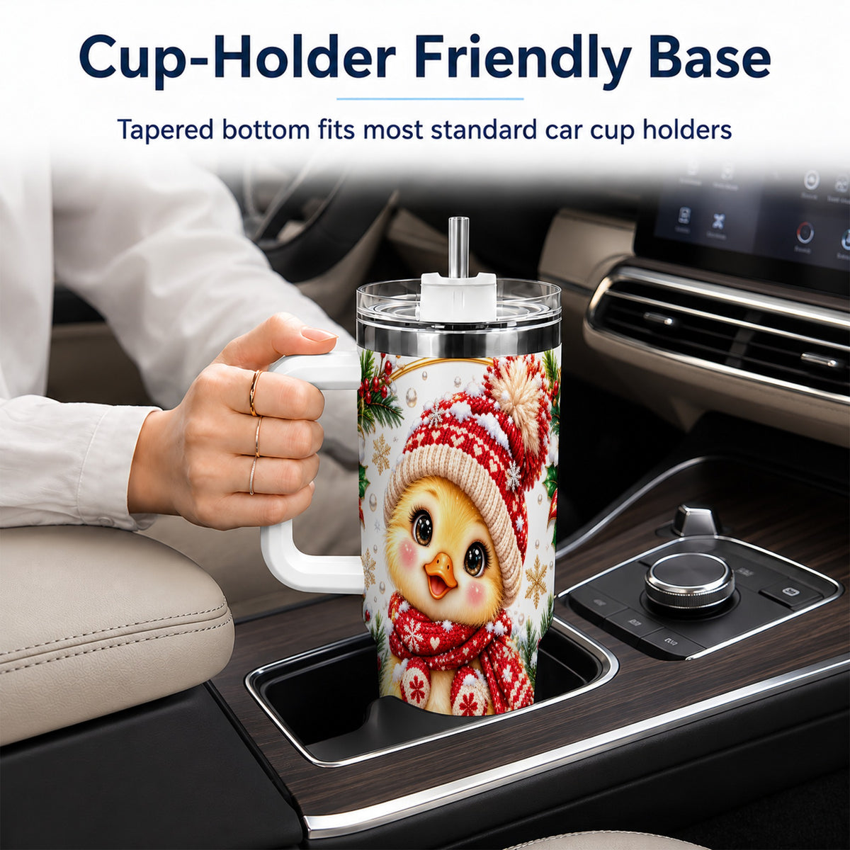 Christmas Chick 40oz Tumbler with Handle, Cute Winter Chicken Drinkware