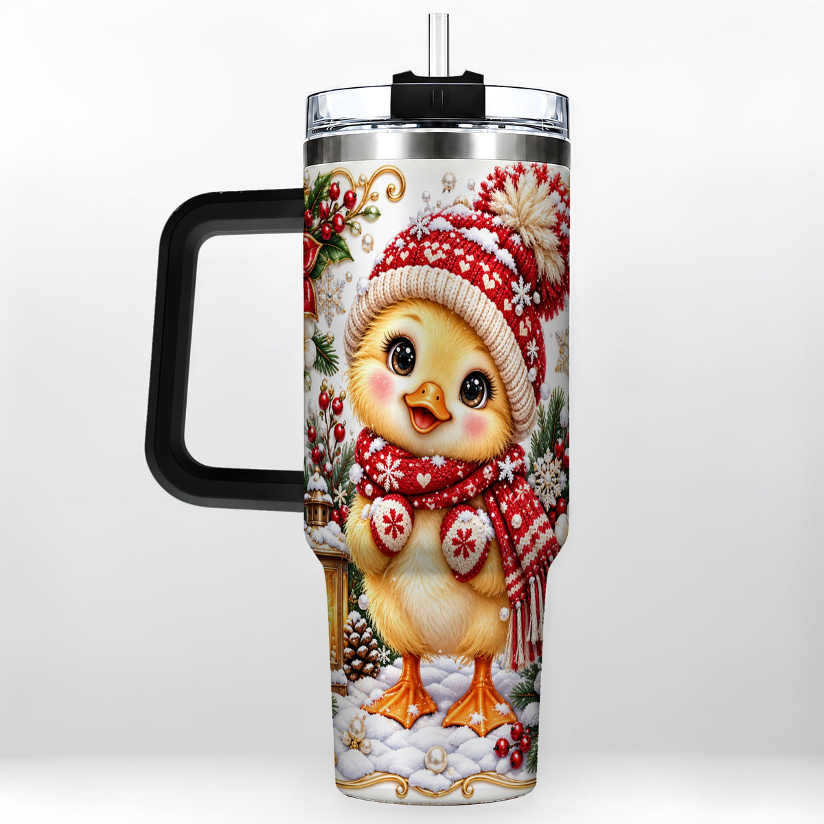 #pl[40oz|Black] Baby Chick 40oz Tumbler with Handle, Christmas Farmhouse Drinkware