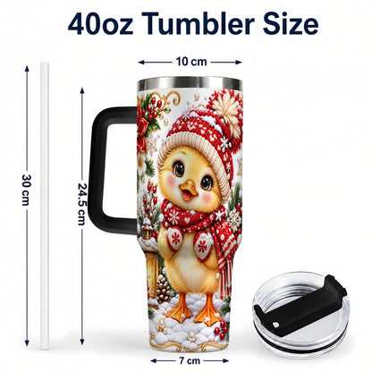 #pl[40oz|Black] Baby Chick 40oz Tumbler with Handle, Christmas Farmhouse Drinkware