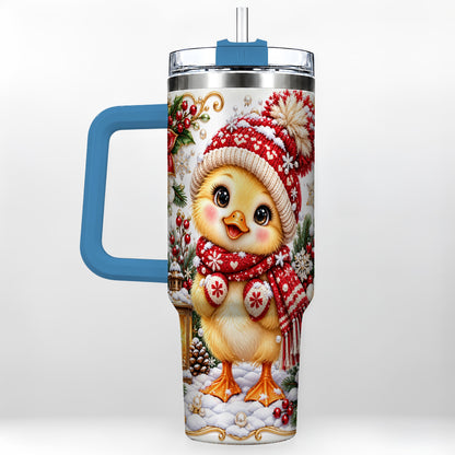 #pl[40oz|Blue] Baby Chick 40oz Tumbler with Handle, Christmas Farmhouse Drinkware
