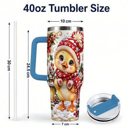 #pl[40oz|Blue] Baby Chick 40oz Tumbler with Handle, Christmas Farmhouse Drinkware