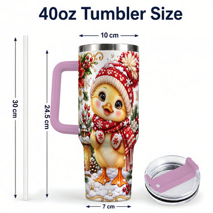 #pl[40oz|Pink] Baby Chick 40oz Tumbler with Handle, Christmas Farmhouse Drinkware