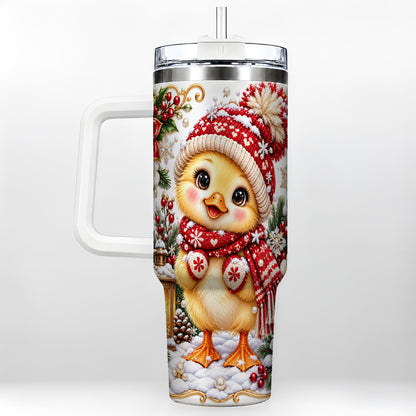 Baby Chick 40oz Tumbler with Handle, Christmas Farmhouse Drinkware