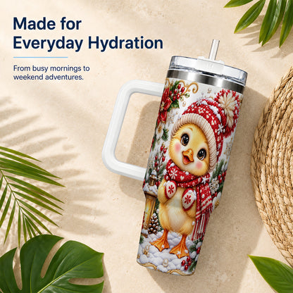 Baby Chick 40oz Tumbler with Handle, Christmas Farmhouse Drinkware