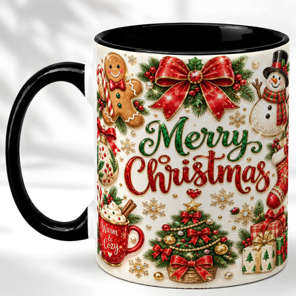 #pl[11oz|Black] Merry Christmas Coffee Mug, Gingerbread Mug, Ceramic Cup