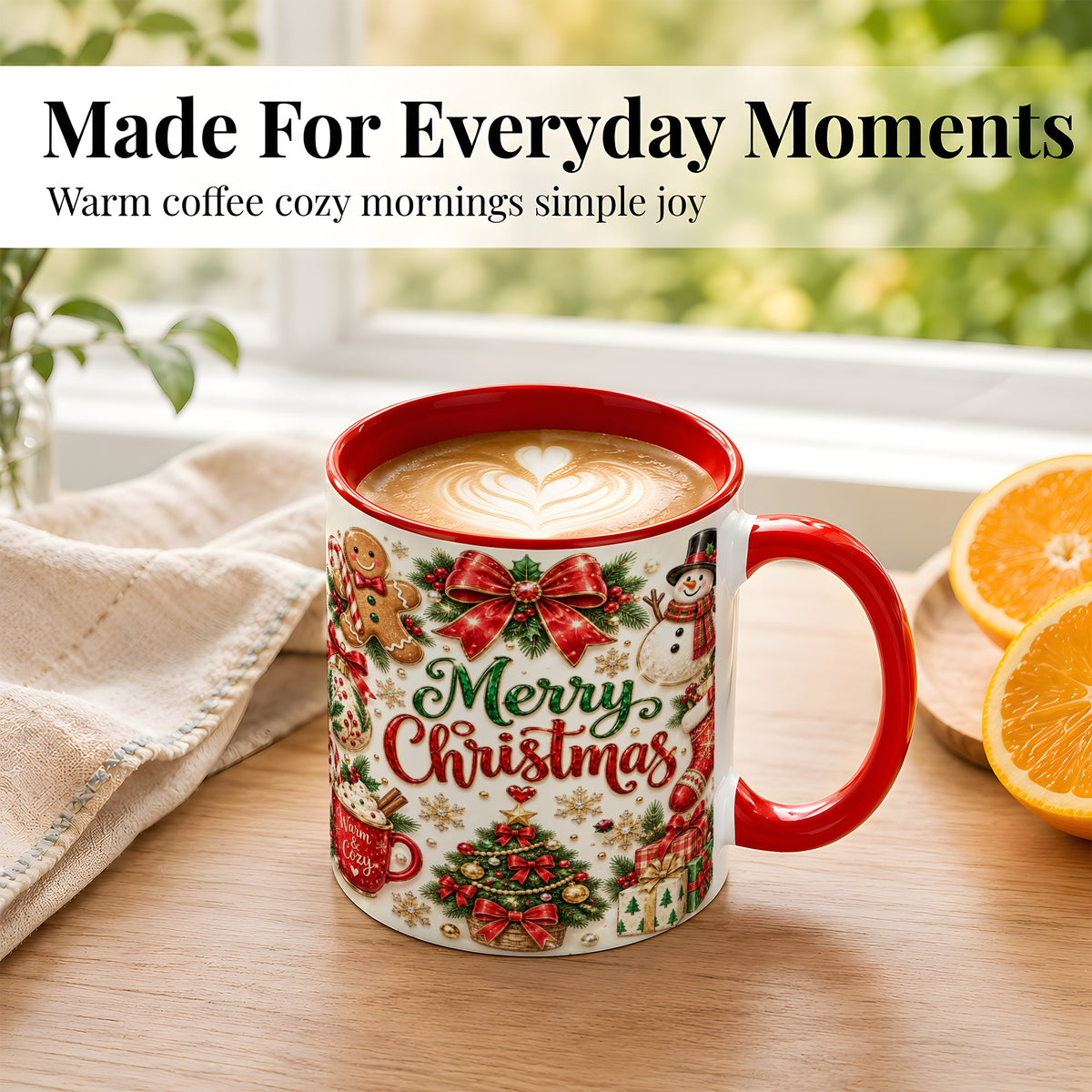 #pl[11oz|Red] Merry Christmas Coffee Mug, Gingerbread Mug, Ceramic Cup