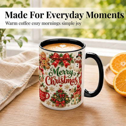 #pl[15oz|Black] Merry Christmas Coffee Mug, Gingerbread Mug, Ceramic Cup