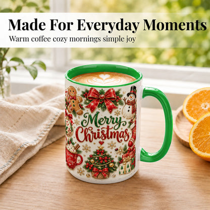 #pl[15oz|Green] Merry Christmas Coffee Mug, Gingerbread Mug, Ceramic Cup