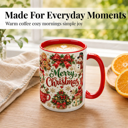 #pl[15oz|Red] Merry Christmas Coffee Mug, Gingerbread Mug, Ceramic Cup