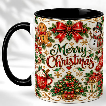 #pl[11oz|Black] Ornate Christmas Coffee Mug, Gingerbread Mug, Ceramic Cup