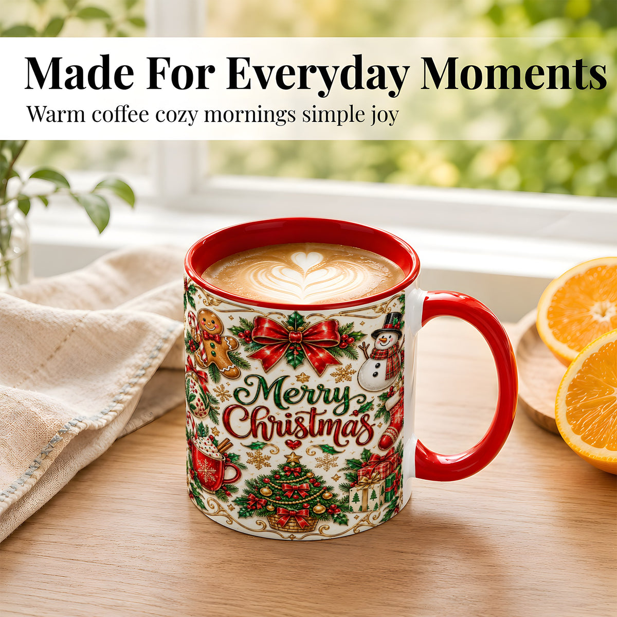 #pl[11oz|Red] Ornate Christmas Coffee Mug, Gingerbread Mug, Ceramic Cup