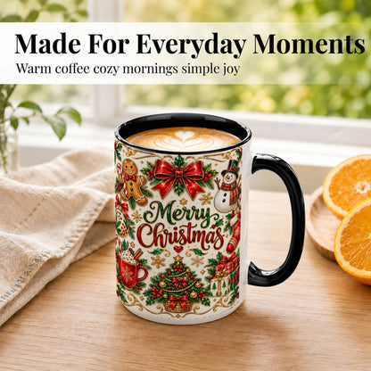 #pl[15oz|Black] Ornate Christmas Coffee Mug, Gingerbread Mug, Ceramic Cup