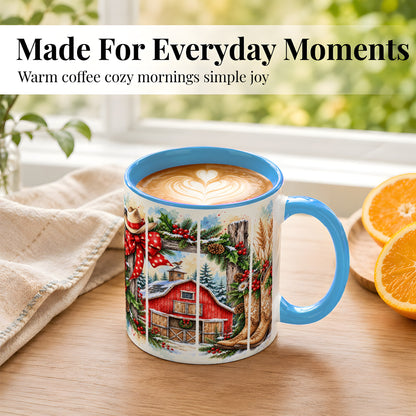 #pl[11oz|Blue] Western Christmas Coffee Mug, Cowboy Holiday Mug, Ceramic Cup