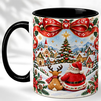 #pl[11oz|Black] Nordic Santa Coffee Mug, Christmas Reindeer Mug, Ceramic Cup