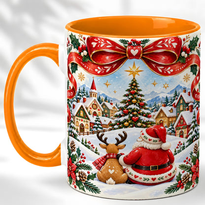 #pl[11oz|Orange] Nordic Santa Coffee Mug, Christmas Reindeer Mug, Ceramic Cup