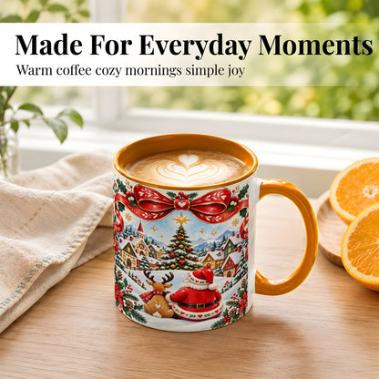 #pl[11oz|Orange] Nordic Santa Coffee Mug, Christmas Reindeer Mug, Ceramic Cup