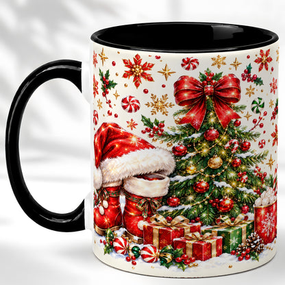 #pl[11oz|Black] Christmas Tree Coffee Mug, Santa Boots Holiday Mug, Ceramic Cup