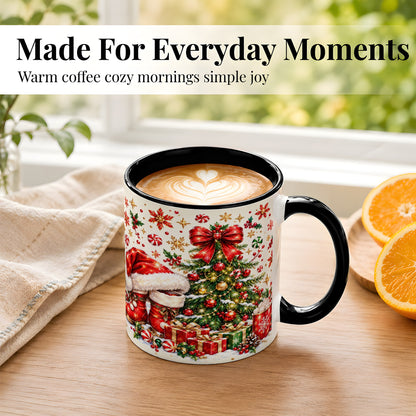 #pl[11oz|Black] Christmas Tree Coffee Mug, Santa Boots Holiday Mug, Ceramic Cup