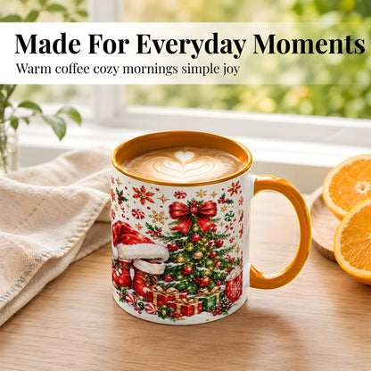 #pl[11oz|Orange] Christmas Tree Coffee Mug, Santa Boots Holiday Mug, Ceramic Cup