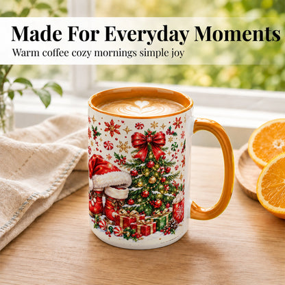 #pl[15oz|Orange] Christmas Tree Coffee Mug, Santa Boots Holiday Mug, Ceramic Cup