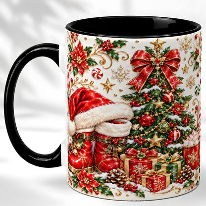 #pl[11oz|Black] Elegant Christmas Coffee Mug, Santa Boots Holiday Mug, Ceramic Cup
