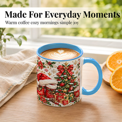 #pl[11oz|Blue] Elegant Christmas Coffee Mug, Santa Boots Holiday Mug, Ceramic Cup