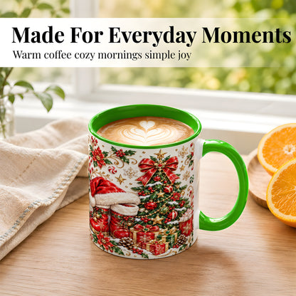 #pl[11oz|Green] Elegant Christmas Coffee Mug, Santa Boots Holiday Mug, Ceramic Cup
