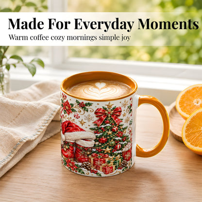 #pl[11oz|Orange] Elegant Christmas Coffee Mug, Santa Boots Holiday Mug, Ceramic Cup