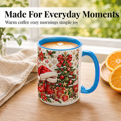 #pl[15oz|Blue] Elegant Christmas Coffee Mug, Santa Boots Holiday Mug, Ceramic Cup