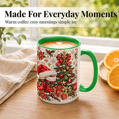 #pl[15oz|Green] Elegant Christmas Coffee Mug, Santa Boots Holiday Mug, Ceramic Cup