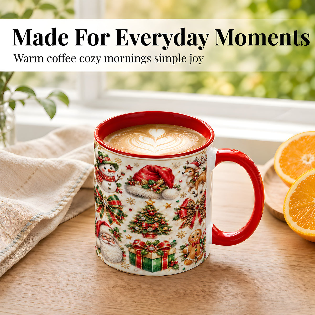 #pl[11oz|Red] Ornate Christmas Coffee Mug, Leopard Bow Holiday Mug, Ceramic Cup