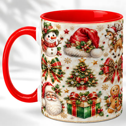 Ornate Christmas Coffee Mug, Leopard Bow Holiday Mug, Ceramic Cup