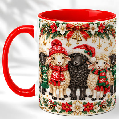 Christmas Sheep Coffee Mug, Santa Lamb Mug, Ceramic Cup
