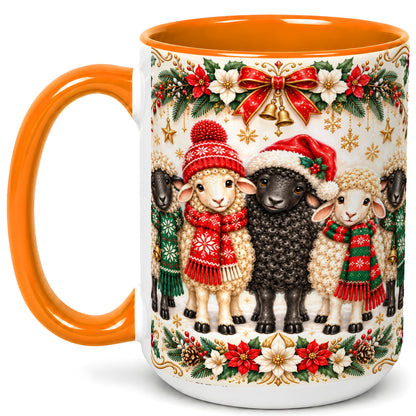 #pl[15oz|Orange] Christmas Sheep Coffee Mug, Santa Lamb Mug, Ceramic Cup