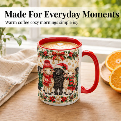 #pl[15oz|Red] Christmas Sheep Coffee Mug, Santa Lamb Mug, Ceramic Cup