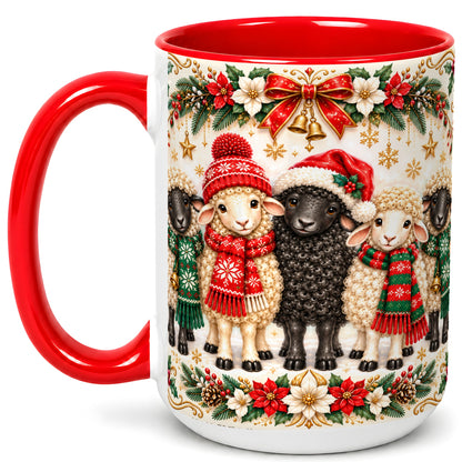 #pl[15oz|Red] Christmas Sheep Coffee Mug, Santa Lamb Mug, Ceramic Cup