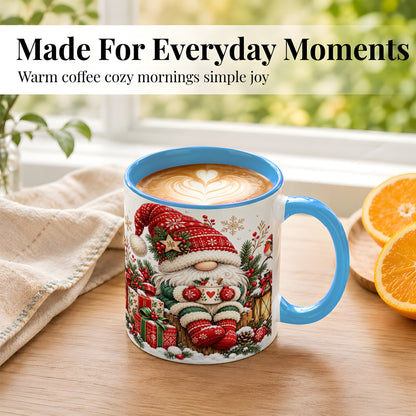 #pl[11oz|Blue] Christmas Gnome Coffee Mug, Cozy Holiday Gnome Mug, Ceramic Cup