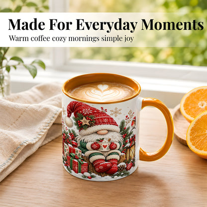 #pl[11oz|Orange] Christmas Gnome Coffee Mug, Cozy Holiday Gnome Mug, Ceramic Cup