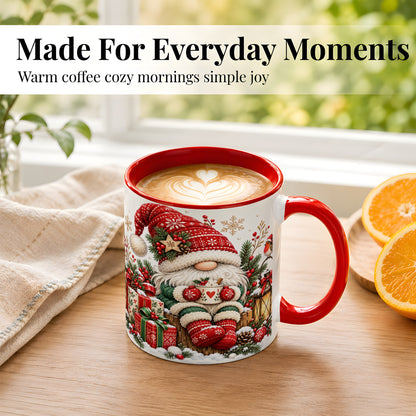 #pl[11oz|Red] Christmas Gnome Coffee Mug, Cozy Holiday Gnome Mug, Ceramic Cup