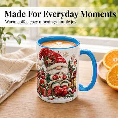 #pl[15oz|Blue] Christmas Gnome Coffee Mug, Cozy Holiday Gnome Mug, Ceramic Cup