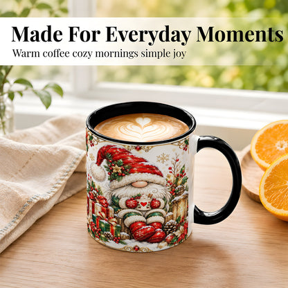 #pl[11oz|Black] Jeweled Christmas Gnome Coffee Mug, Holiday Gnome Mug, Ceramic Cup