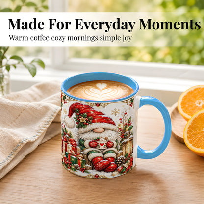 #pl[11oz|Blue] Jeweled Christmas Gnome Coffee Mug, Holiday Gnome Mug, Ceramic Cup