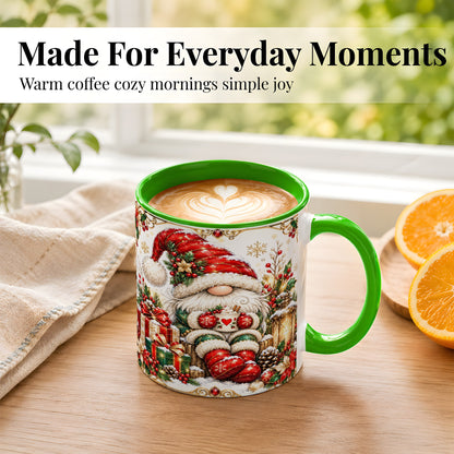 #pl[11oz|Green] Jeweled Christmas Gnome Coffee Mug, Holiday Gnome Mug, Ceramic Cup