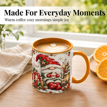 #pl[11oz|Orange] Jeweled Christmas Gnome Coffee Mug, Holiday Gnome Mug, Ceramic Cup