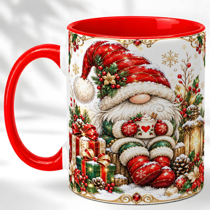 Jeweled Christmas Gnome Coffee Mug, Holiday Gnome Mug, Ceramic Cup