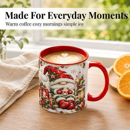 #pl[11oz|Red] Jeweled Christmas Gnome Coffee Mug, Holiday Gnome Mug, Ceramic Cup