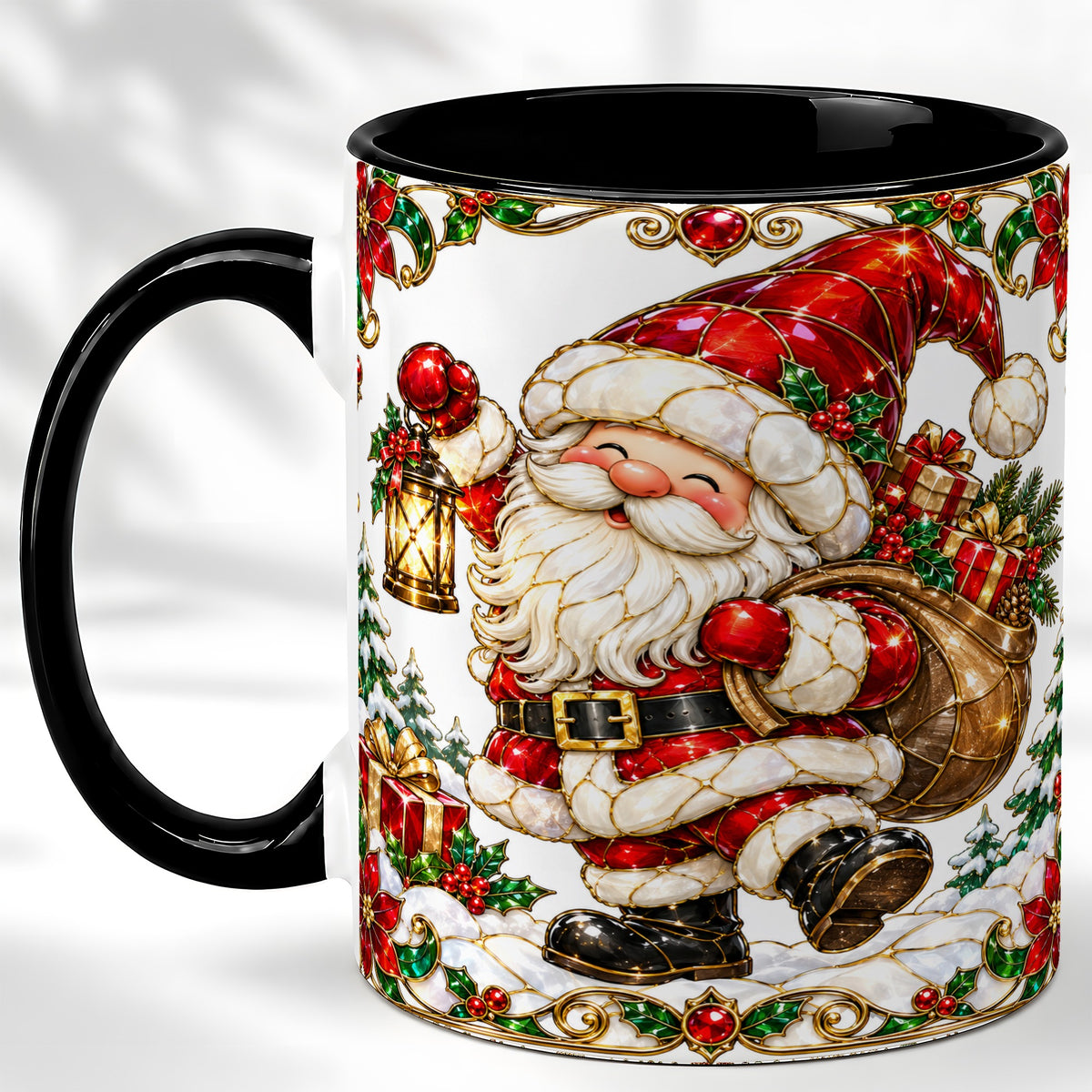 #pl[11oz|Black] Santa Claus Coffee Mug, Christmas Santa Mug, Ceramic Cup