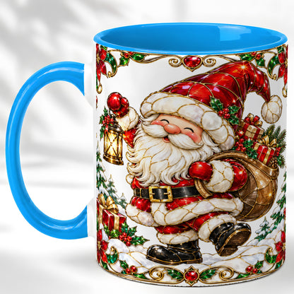 #pl[11oz|Blue] Santa Claus Coffee Mug, Christmas Santa Mug, Ceramic Cup